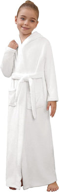 Jxstar Girls Bathrobe Full Length Hooded Coral Fleece Robe - Cozy side