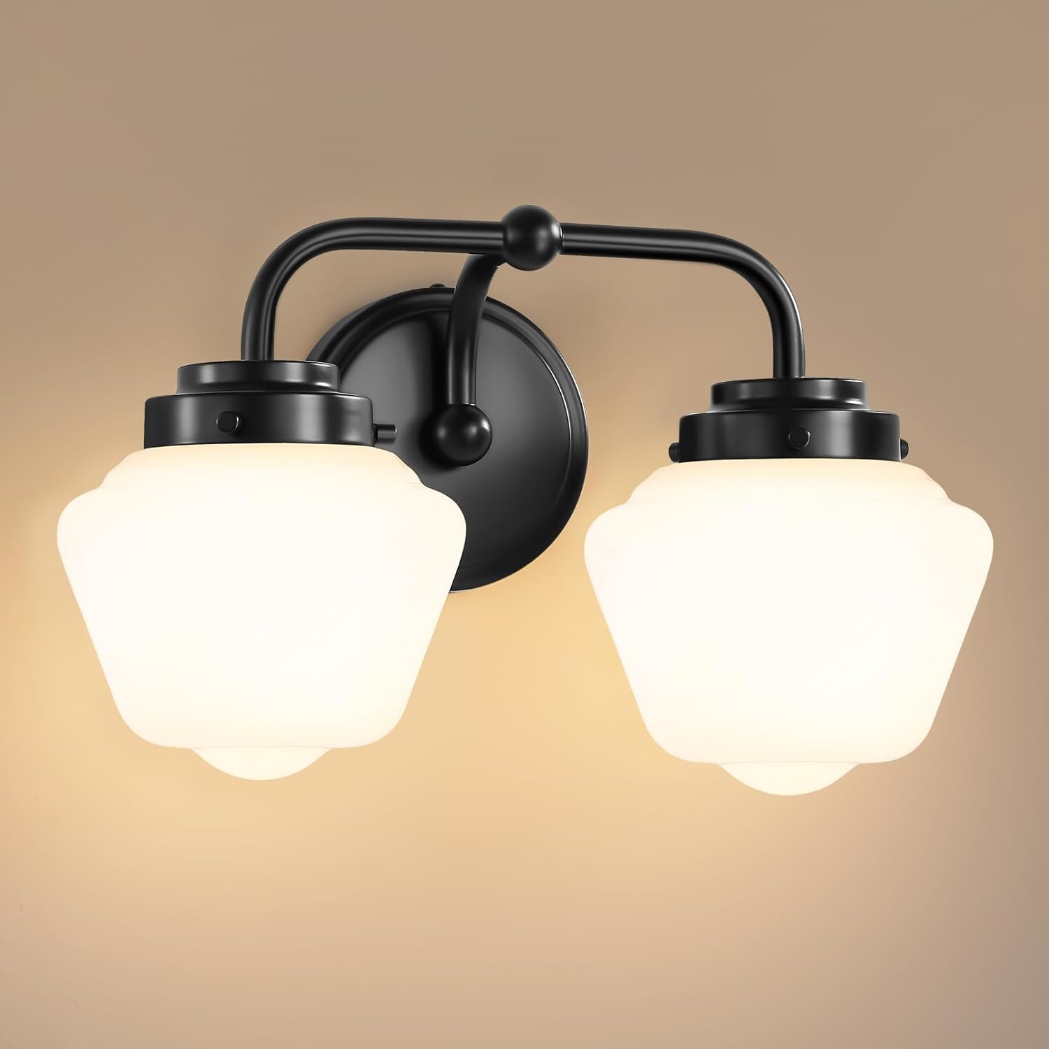 Bathroom Vanity Light Fixtures with Milky White Frosted Glass Shade