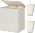 180L Double Laundry Hamper with Lid and Removable Bags - Beige