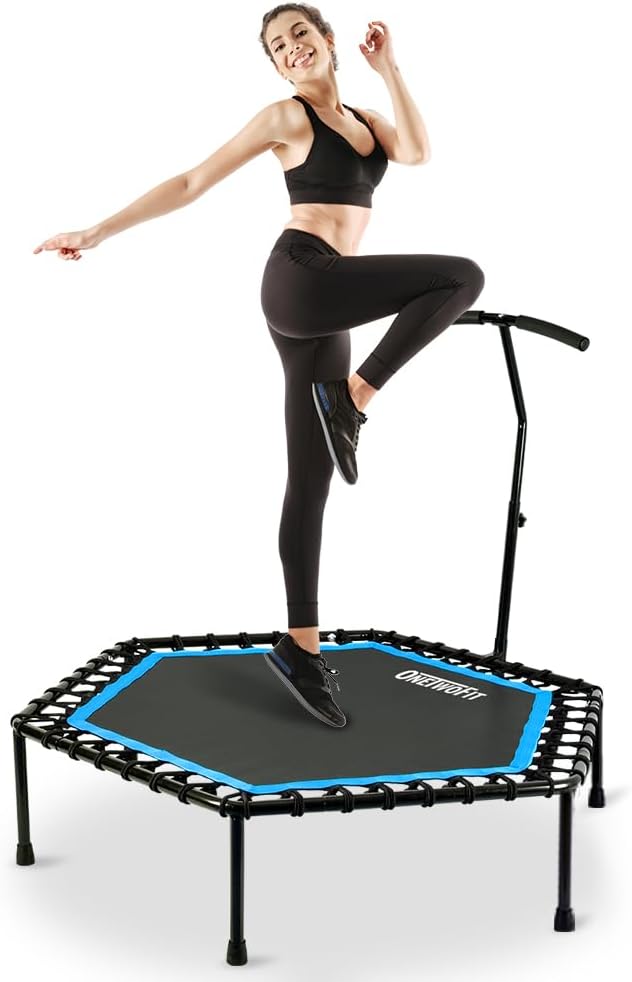 ONETWOFIT 48 Silent Mini Trampoline for Safe Jumping Workouts