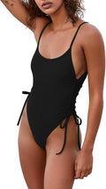 Side Cinch Women's One Piece Swimsuit - Tummy Control, High Leg