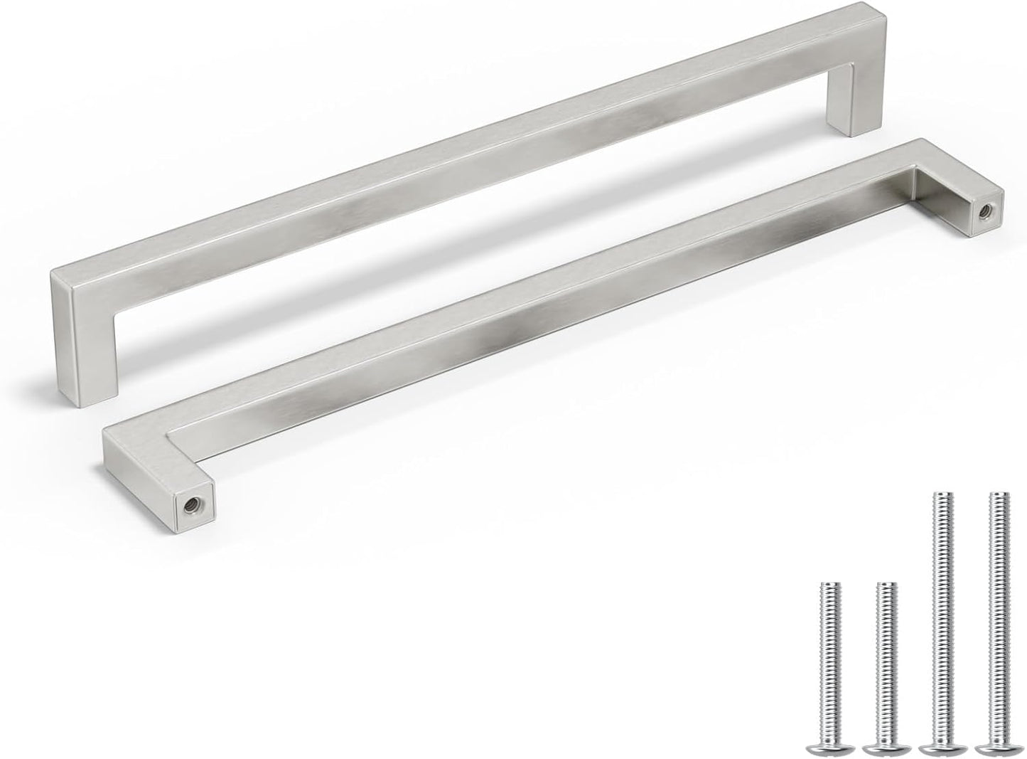 Modern Square Bar Hardware 10 Inch Brushed Nickel Drawer Pulls