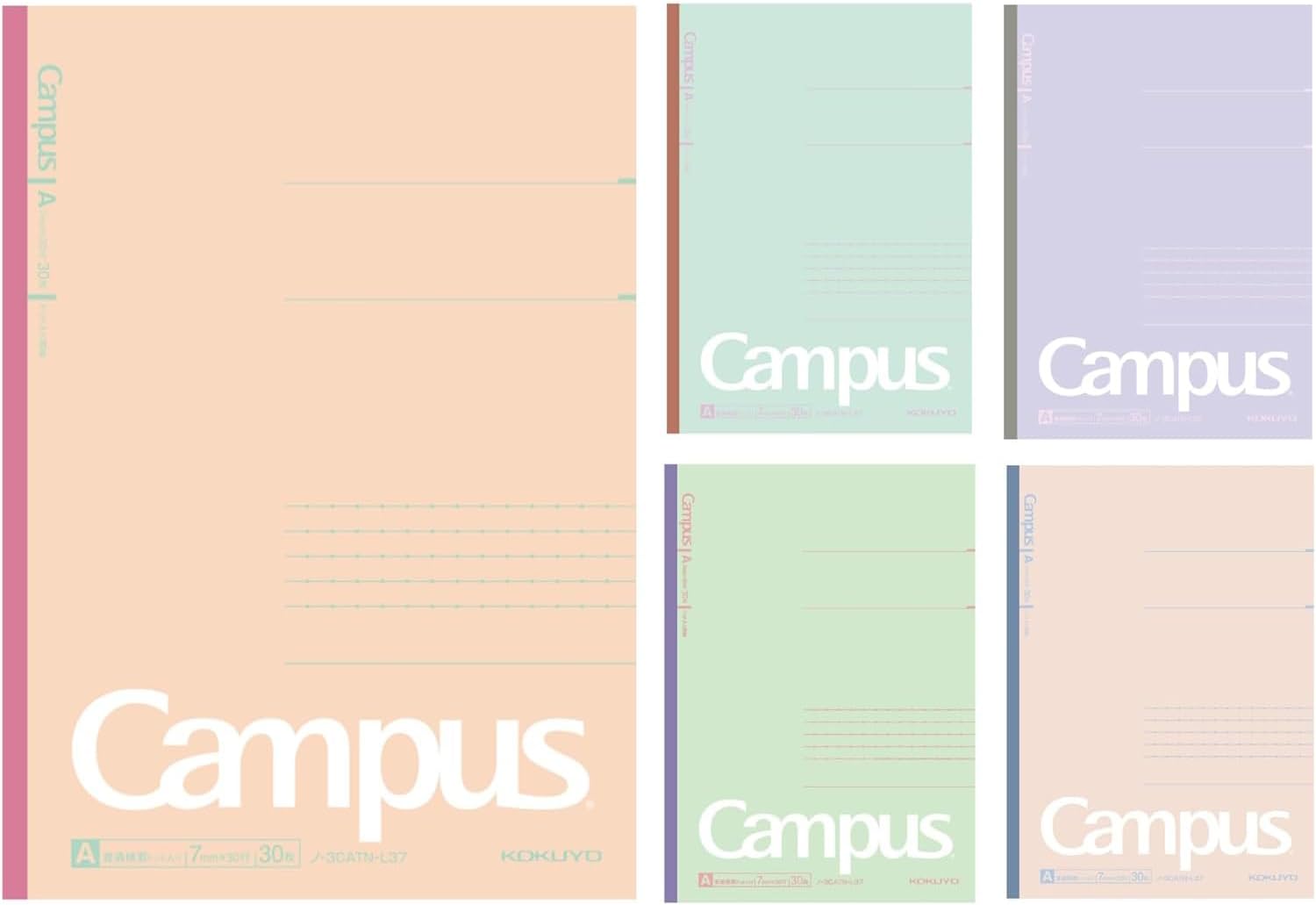 KOKUYO Campus Notebooks, 5 Pack - Stylish Mineral Colors, Dot Ruled - Ideal for Women's Note-Taking
