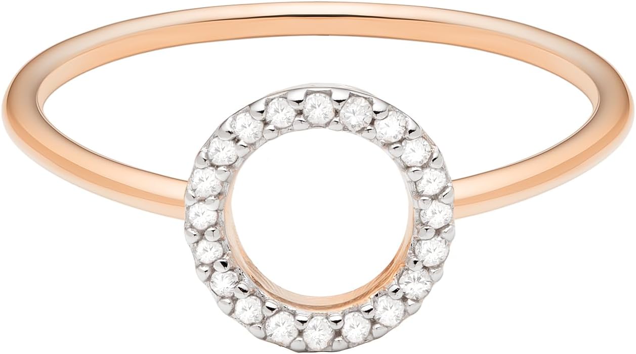 Minimalist Geometric Circle Ring with 0.1 CT Diamonds in Silver