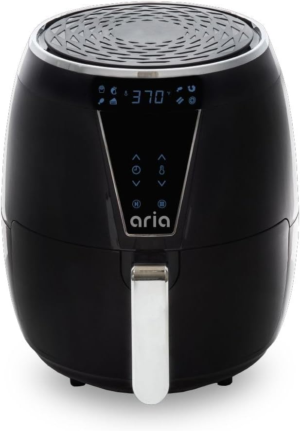 Aria Air Fryer 5 Qt: Non-Stick Ceramic, Large Basket, Touchscreen Display