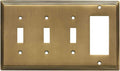 Satin Antique Brass Art Deco Step Light Switch Cover - 3 Toggle 1 GFI