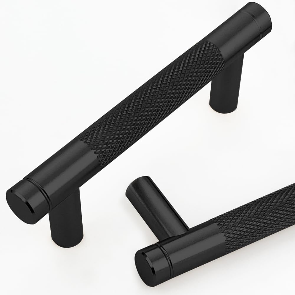 3 Inch Black Knurled Cabinet Handles for Stylish Home Decor