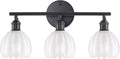 Bathroom Light Fixtures Black 3-Light Vanity with White Ceramic Shades