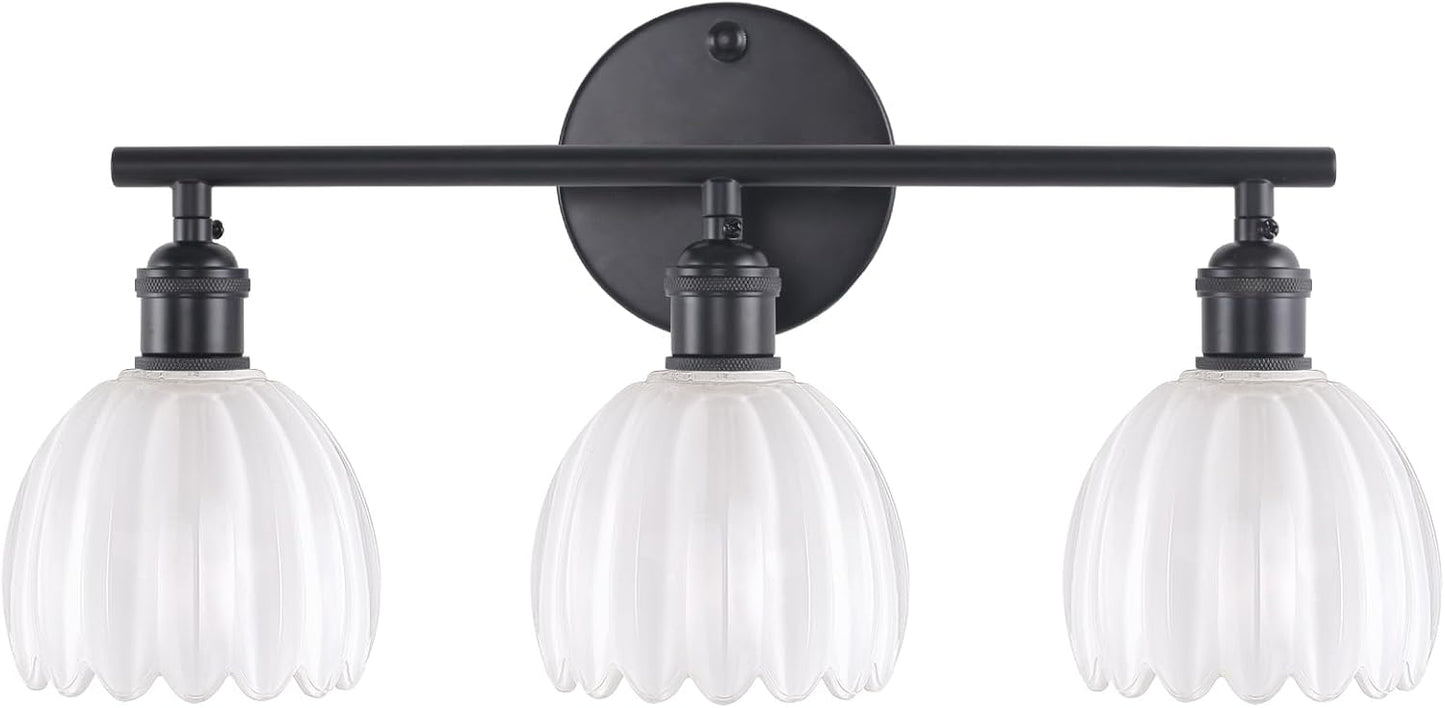 Bathroom Light Fixtures with White Tulip Glass Shade for Elegance