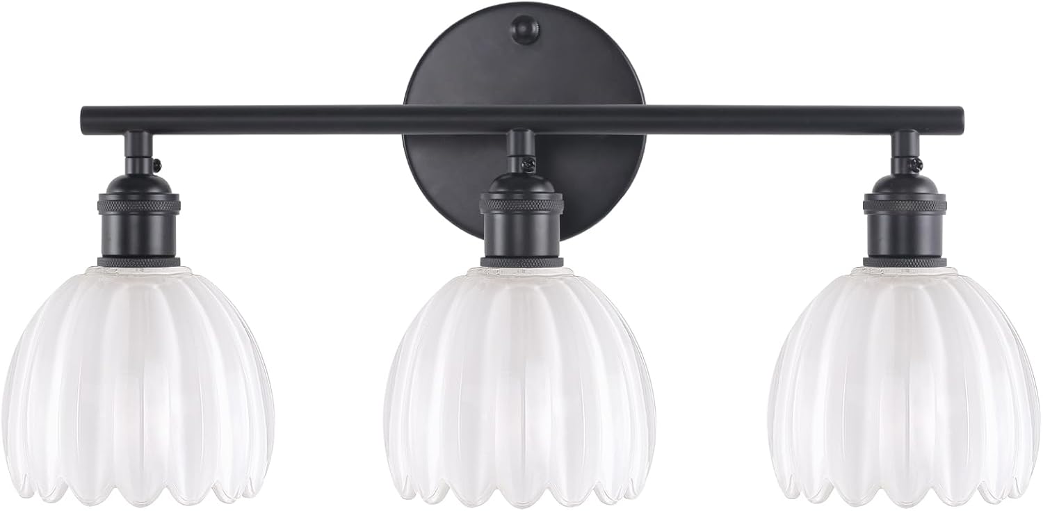 Bathroom Light Fixtures with White Tulip Glass Shade for Elegance