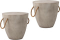 COSIEST Set of 2 Outdoor Cup Shaped Side Tables - Grey concrete