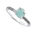 Real Raw Amazonite Dainty Ring 24k Gold over Sterling Silver - Gift