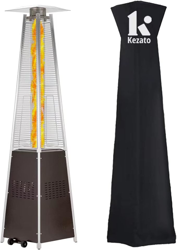 KEZATO Pyramid Patio Heater 42,000 BTU - Portable & Stylish