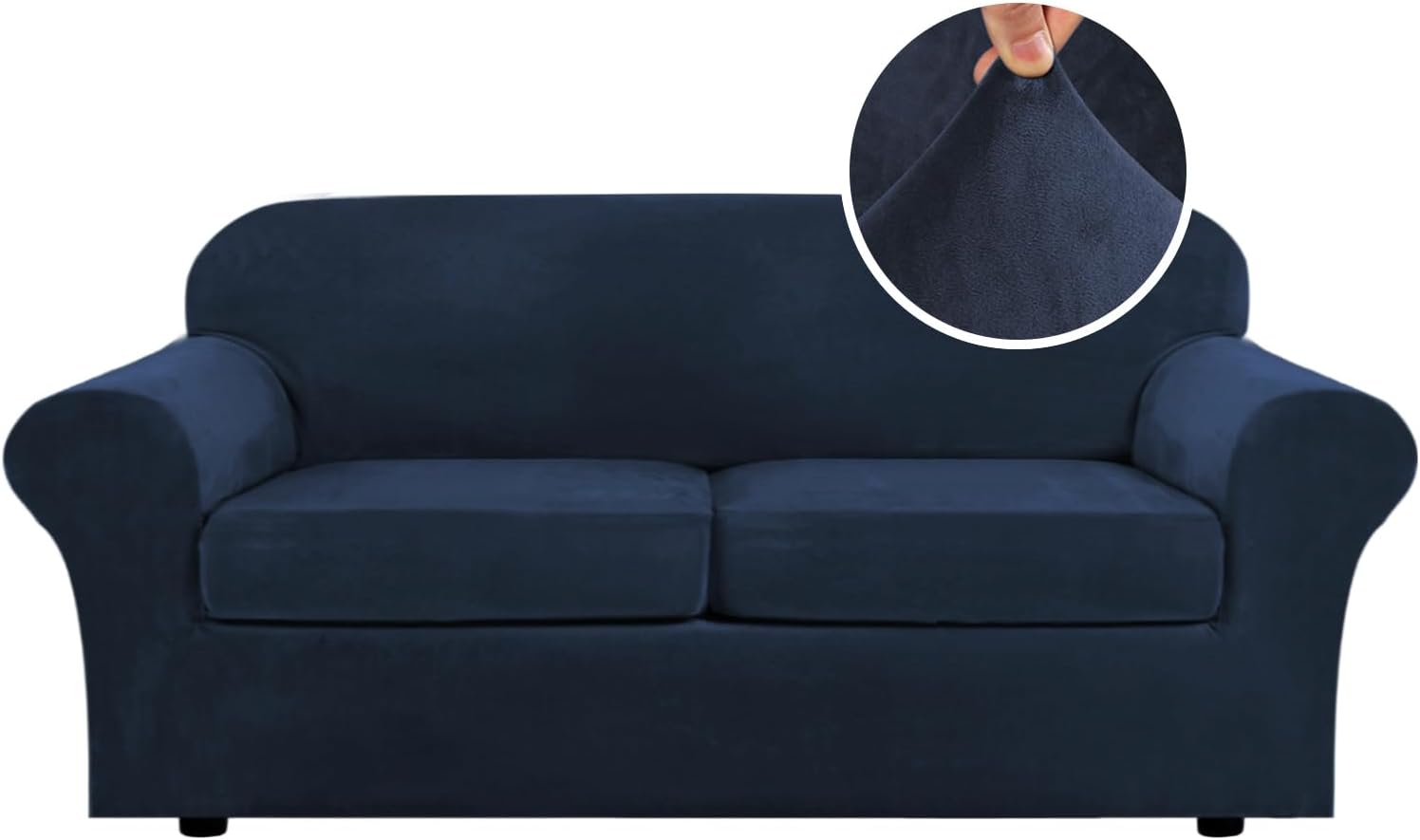 H.VERSAILTEX Real Velvet Plush 3 Piece Stretch Sofa Covers