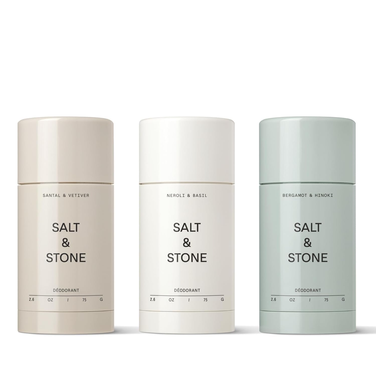 SALT & STONE Aluminum Free Deodorant Trio Set for All-Day Freshness