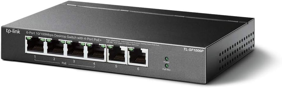 TP-Link 6 Port Fast Ethernet Switch with PoE+ Ports for Easy Setup