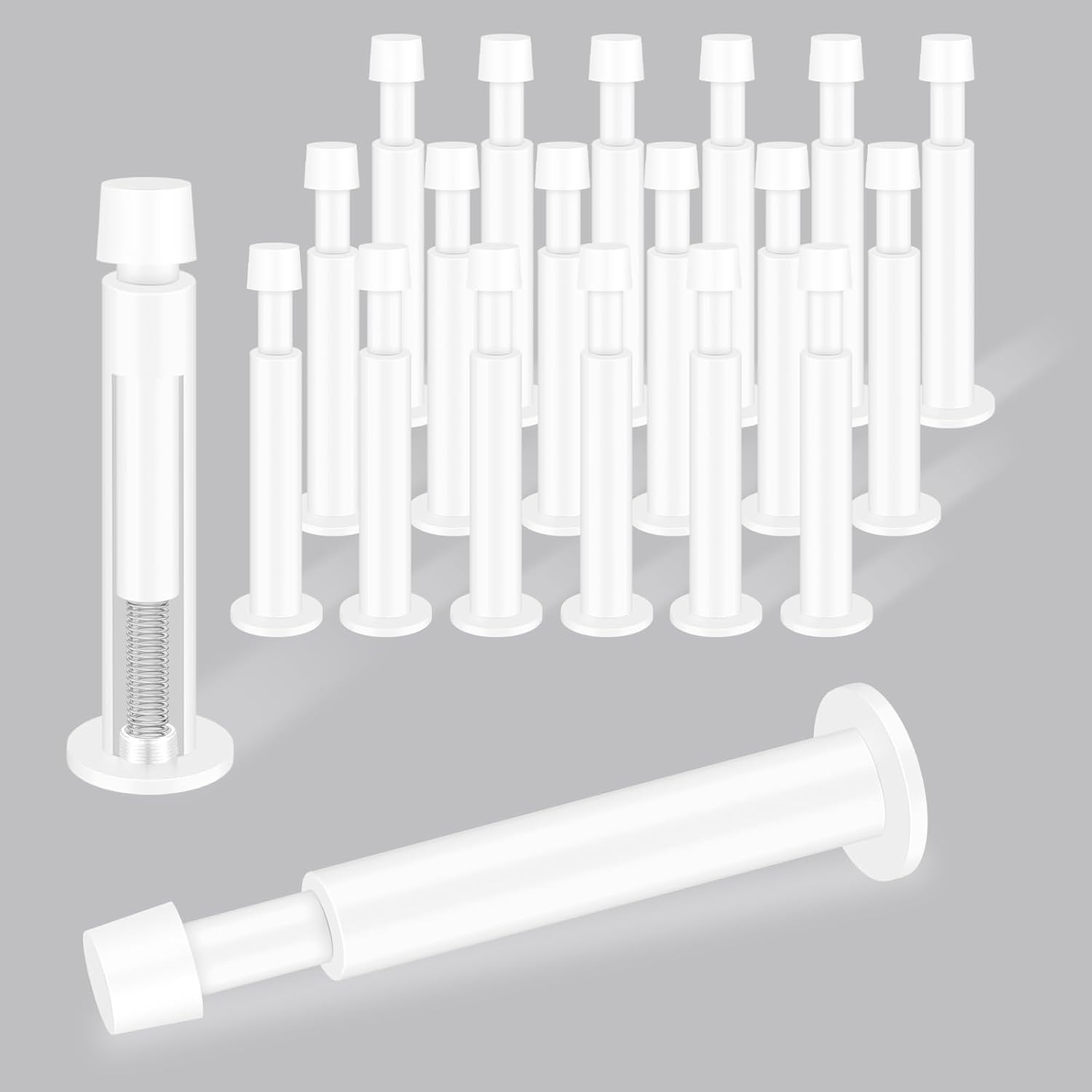 20 Pack Door Stoppers with Spring Damping Functions for Walls