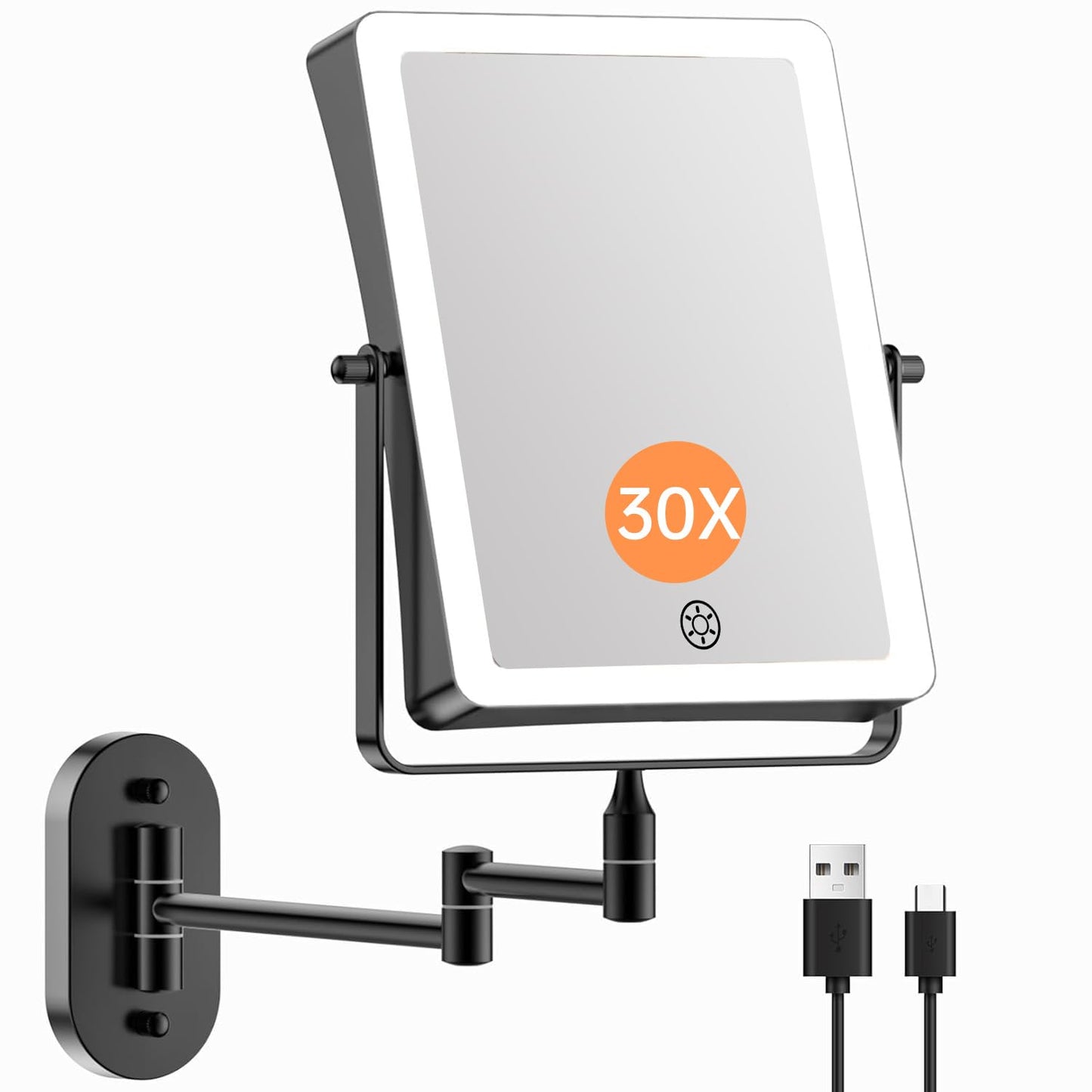 FASCINATE Rechargeable Wall Mounted Makeup Mirror with Light