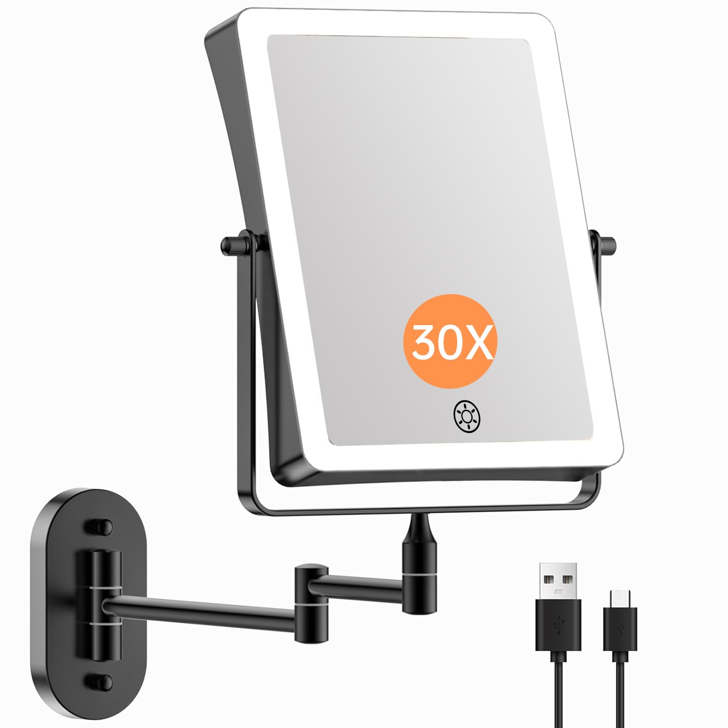 FASCINATE Rechargeable Wall Mounted Makeup Mirror with Light