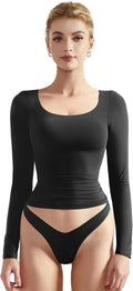 SUUKSESS Women Double Lined Fitted Scoop Neck Long Sleeve (Style HR7K)
