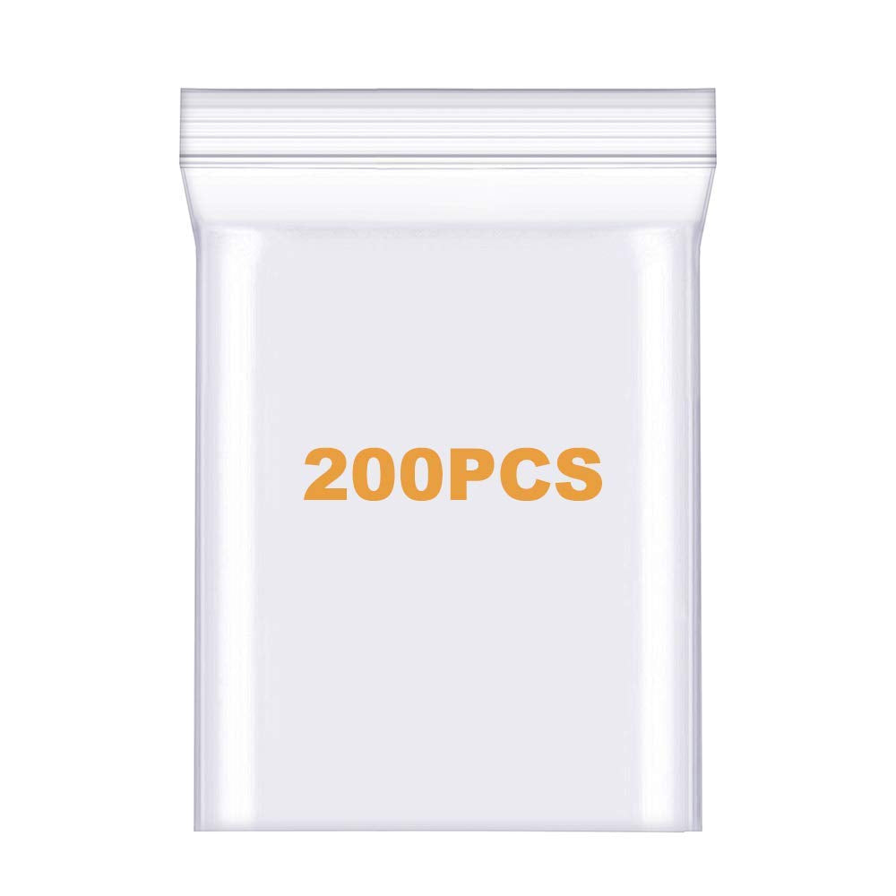 200 Pack 5in x 6in Clear Zip Seal Lock Poly Bags for Storage