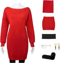 COLSA Women Cosplay Red Sweater Uniform Full Set - Character Replica