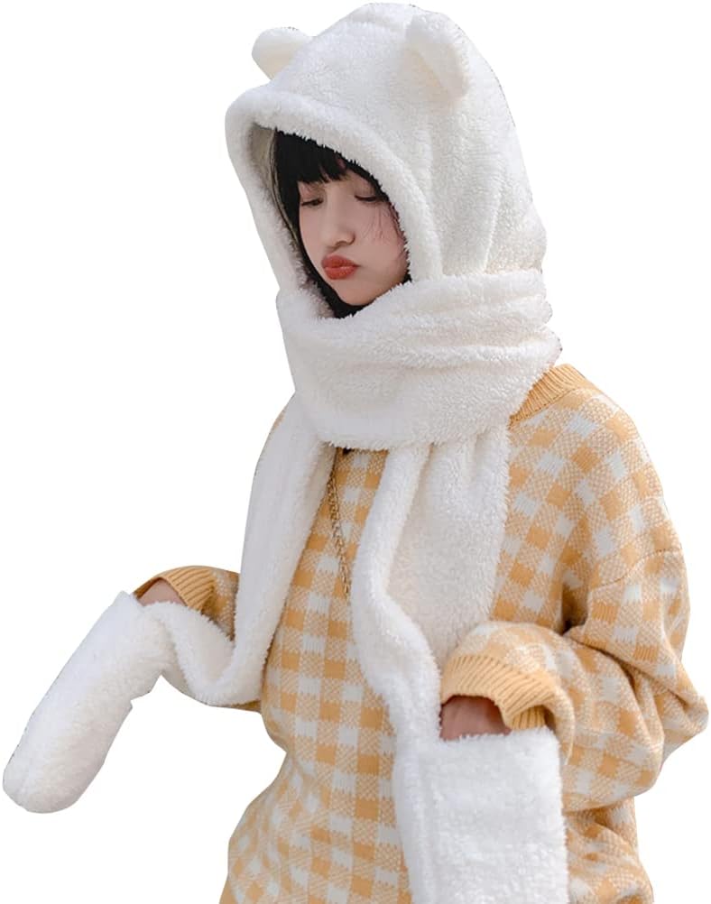 Warmth & Style: Winter Soft Plush Hoodie Scarf - Bamboopack