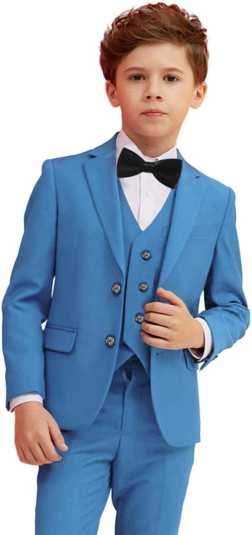 Boy Suits 5 Piece Slim Fit Suit for Kids Toddler Formal Set