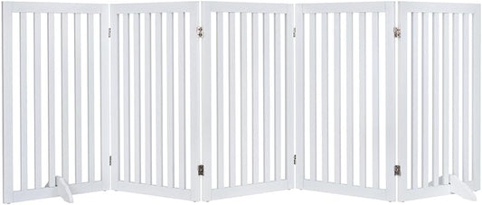 Free Standing Pet Gate for Dog and Cat - Stylish Wooden Barrier