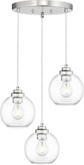 Globe Cluster Pendant Light 3-Light Hanging Fixture - Clear Glass