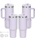 40 Oz Tumbler with Handle 4 Pack - Insulated Stainless Steel Set