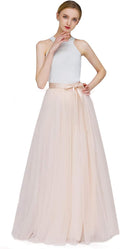 A Line Long Tulle Bridesmaid Skirt - Flowing High Waisted Tutu