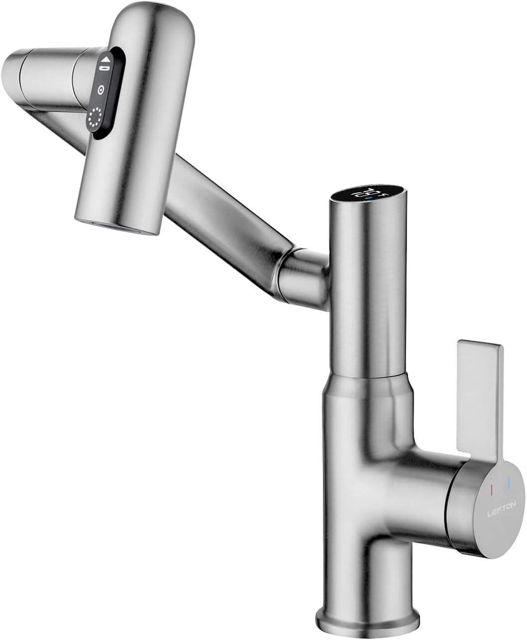 Lefton Rotatable Bathroom Faucet with Temperature Display Features