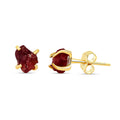 Raw Natural Garnet Stud Earring 925 Sterling Silver - Dainty