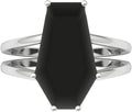 Coffin Ring for Women 925 Sterling Silver with Black Gemstone