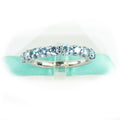 3MM Greenish Blue Moissanite Diamond Wedding Band - Sterling Silver