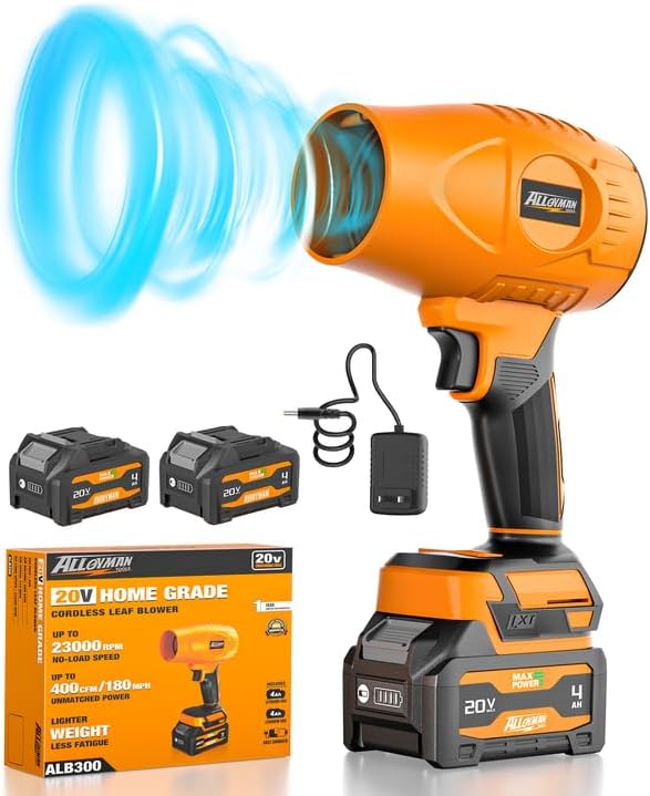 ALLOYMAN 20V Cordless Leaf Blower for Lawn Care and Cleaning