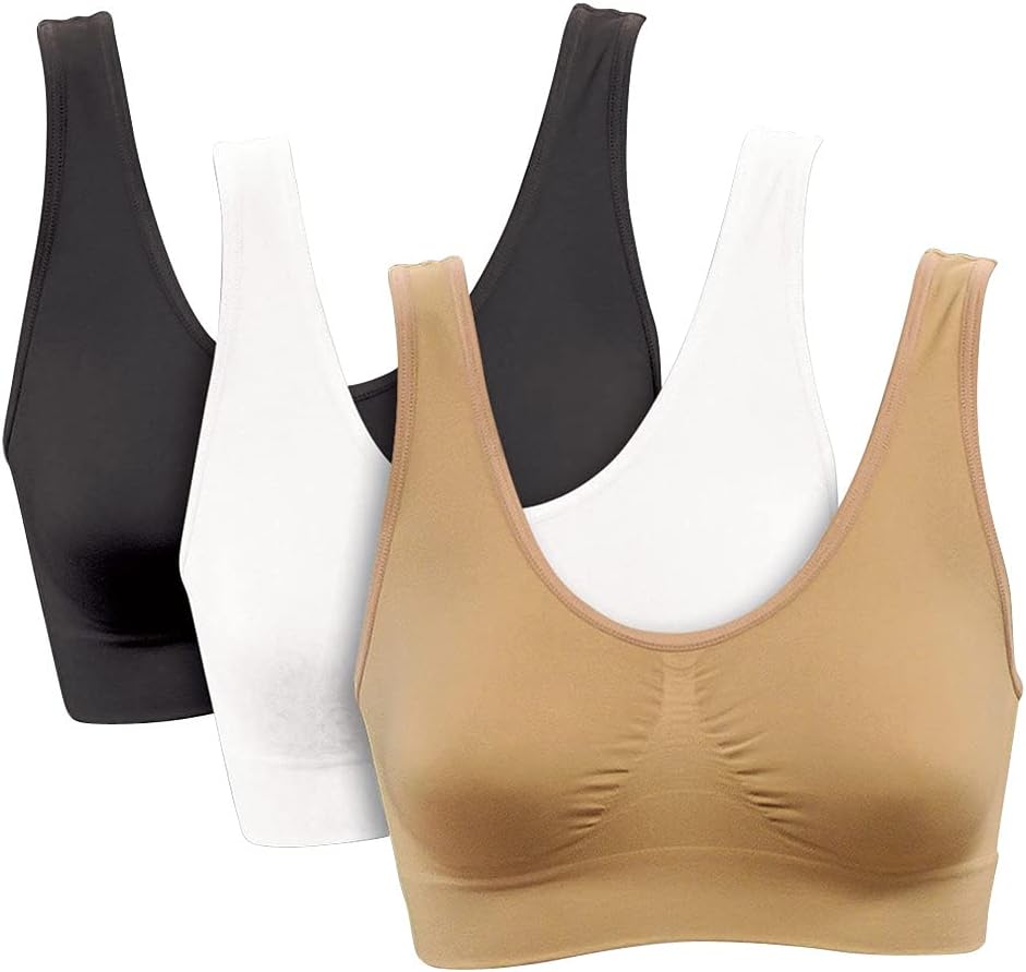 Wireless Solid Color Seamless Bras - 3 Pack for Women