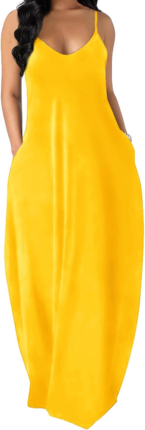 OFEEFAN Women's Maxi Dresses with Pockets for Summer Style