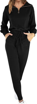ANRABESS Women's Two Piece Sweater Jogger Set - Travel & Lounge Shoes
