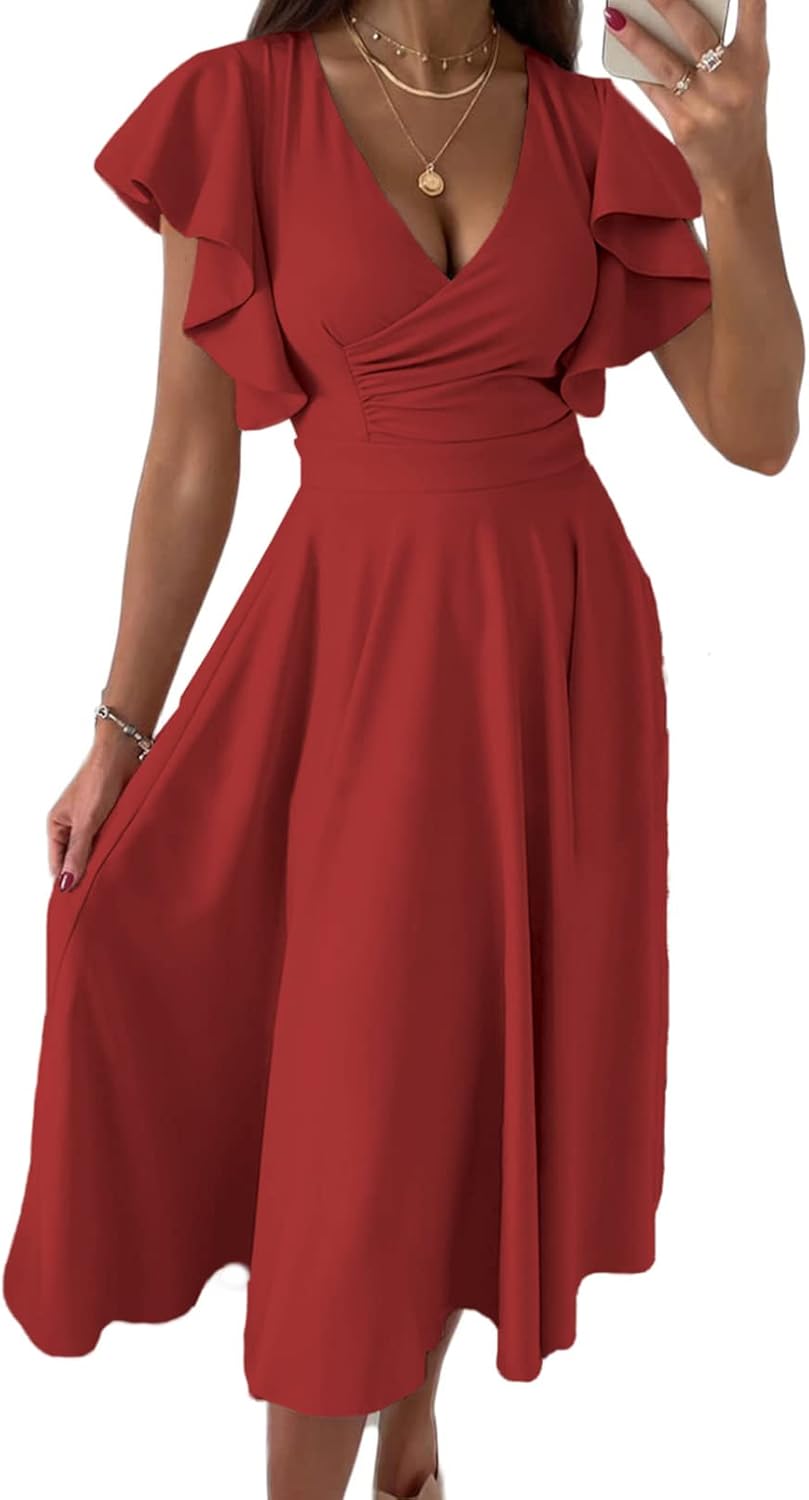 Dokotoo Women's V Neck Elegant Party Dress for Special Occasions