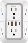 Outlet Extender Surge Protector - 6 Outlet Splitter with 4 USB Ports