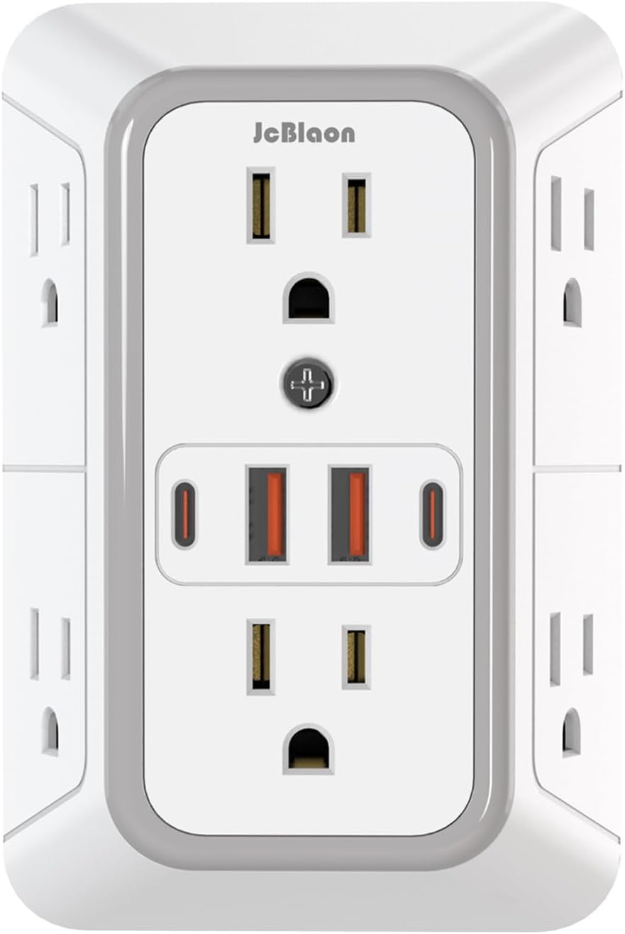 6-Outlet Surge Protector with 4 USB Ports - Compact Power Solution