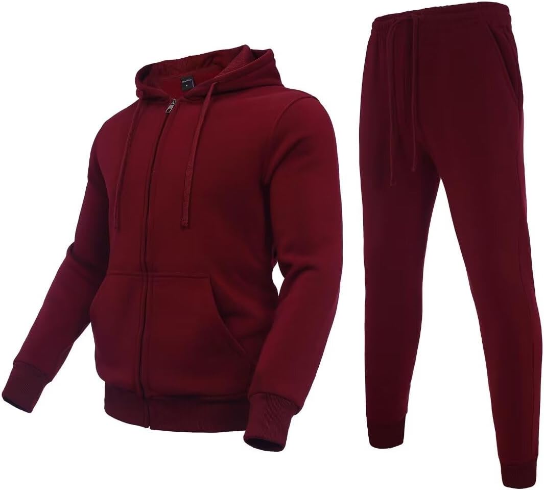 Tracksuit for Men 2 Pieces Fleece Hooded Outfit for Sports