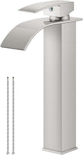 Airuida Vessel Sink Faucet Brushed Nickel Tall Waterfall - Sleek
