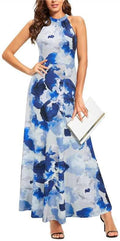 Women's Summer 2025 Maxi Dress Floral Halter Neck - Flowy Wedding