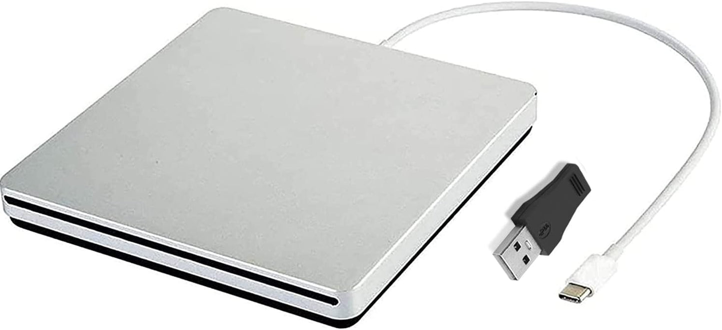 Portable Slim CD/DVD Drive for MacBook Pro/PC - USB-C & USB 3.0 Adapter