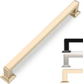 10 in Brushed Brass Cabinet Pulls 6 Pack - Solid Zinc Alloy Handles