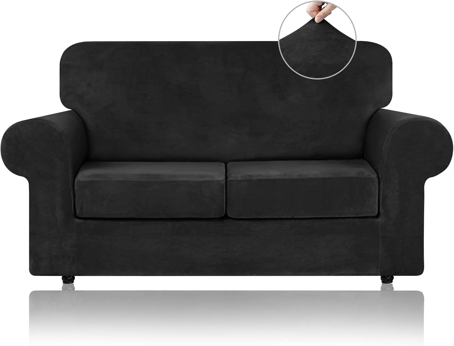 High Stretch Velvet Couch Covers for 2 Cushion Sofa Protection