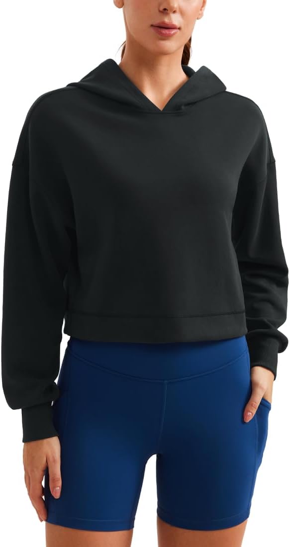 CRZ YOGA Womens SoftAura Cropped Hoodie for Casual Comfort